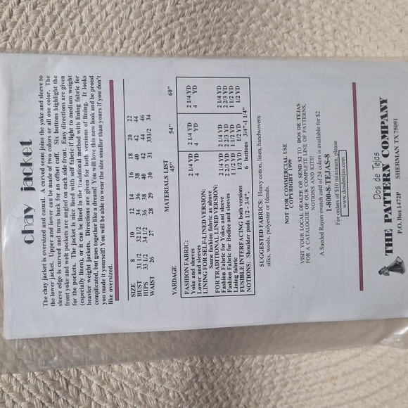 Chay Jacket Sewing Pattern - Picture 2 of 2